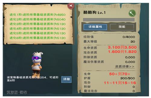 创造与魔法酷酷狗6阶资质表_创造与魔法酷酷狗6升阶所需进阶碎片列表