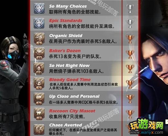 PS3《生化危机：浣熊市行动》奖杯成就下文