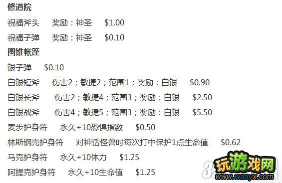 《冷静:狼人传说》全商品攻略